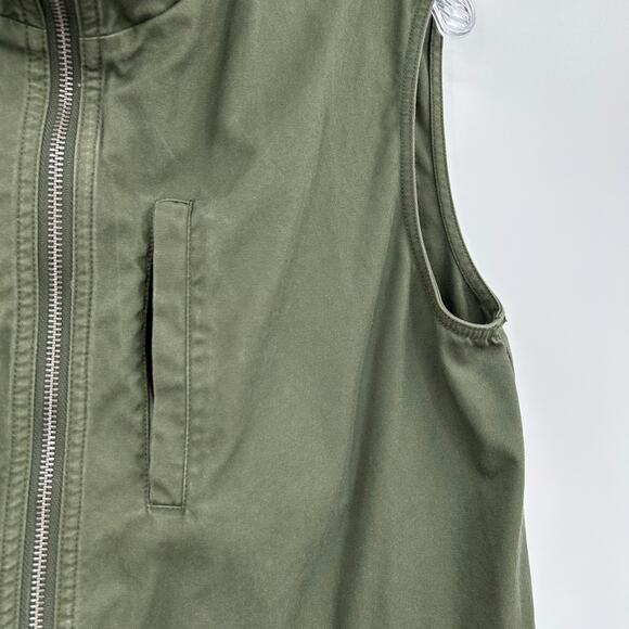 RO & DE Anthropologie Olive Green Utility Zip Vest Pockets Drawstring Womens M - Picture 11 of 11
